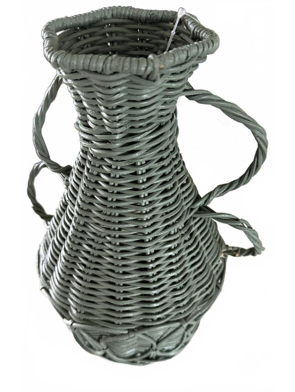 Threshold Green Wicker Storage Basket Bottle Shape With Handle Woven Decor